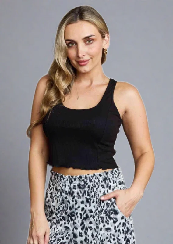 HIDDEN Bow Down Sleeveless Ruffle Crop Top