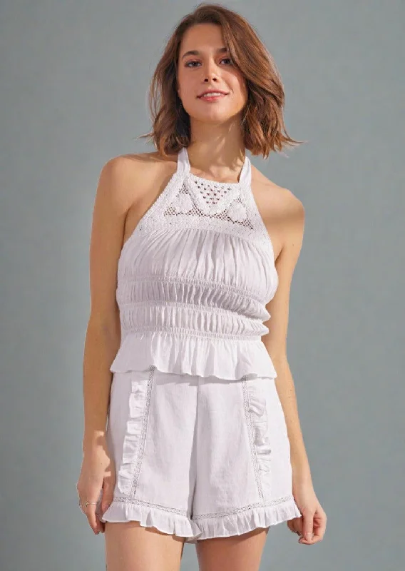 Tie Back Ruffle Hem Sleeveless Top