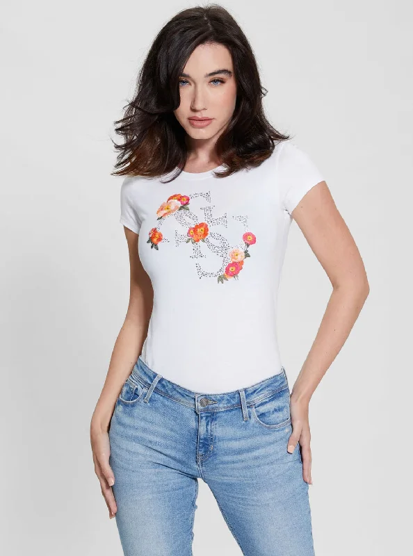 White Flower Quattro Logo T-Shirt