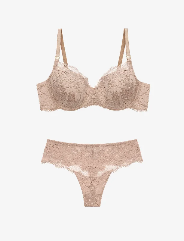 All Day Lace T-Shirt Bra + Thong Set