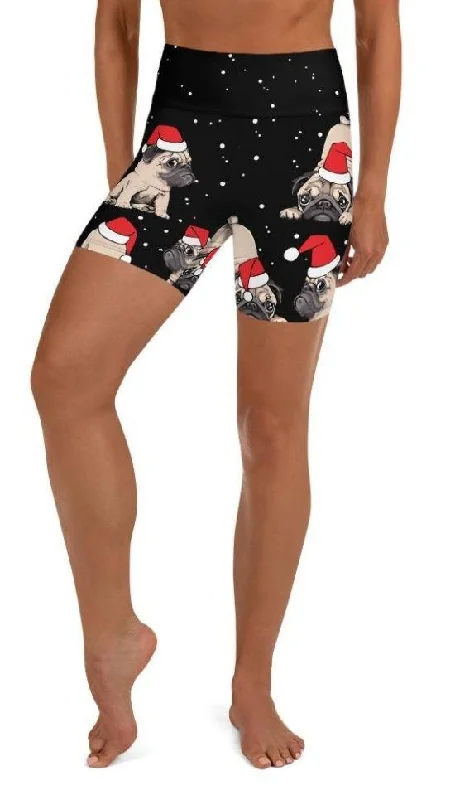 Christmas Pugs Yoga Shorts