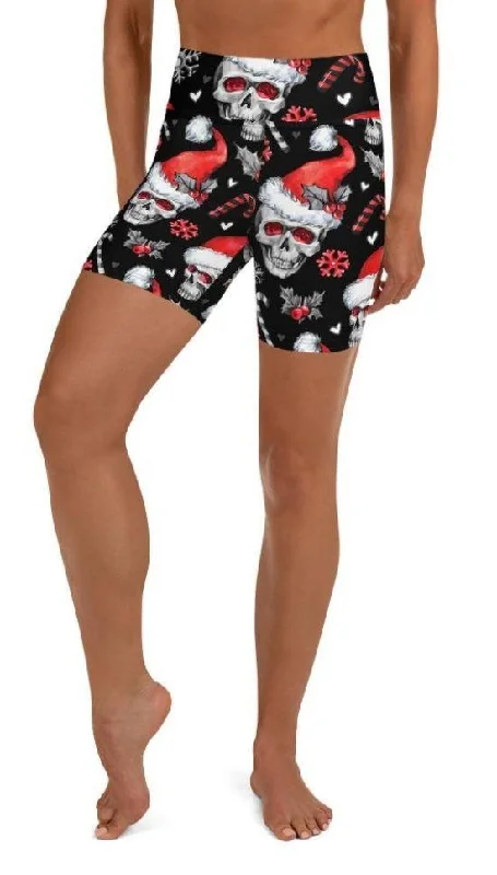 Christmassy Skulls Yoga Shorts