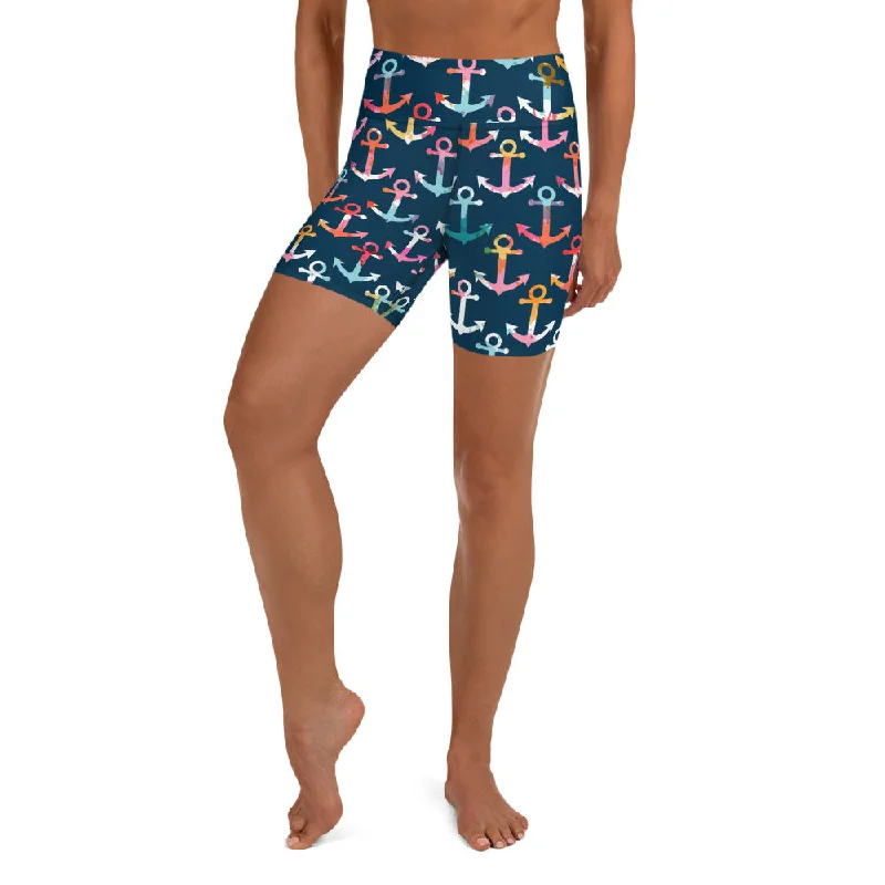 Colorful Anchor Yoga Shorts