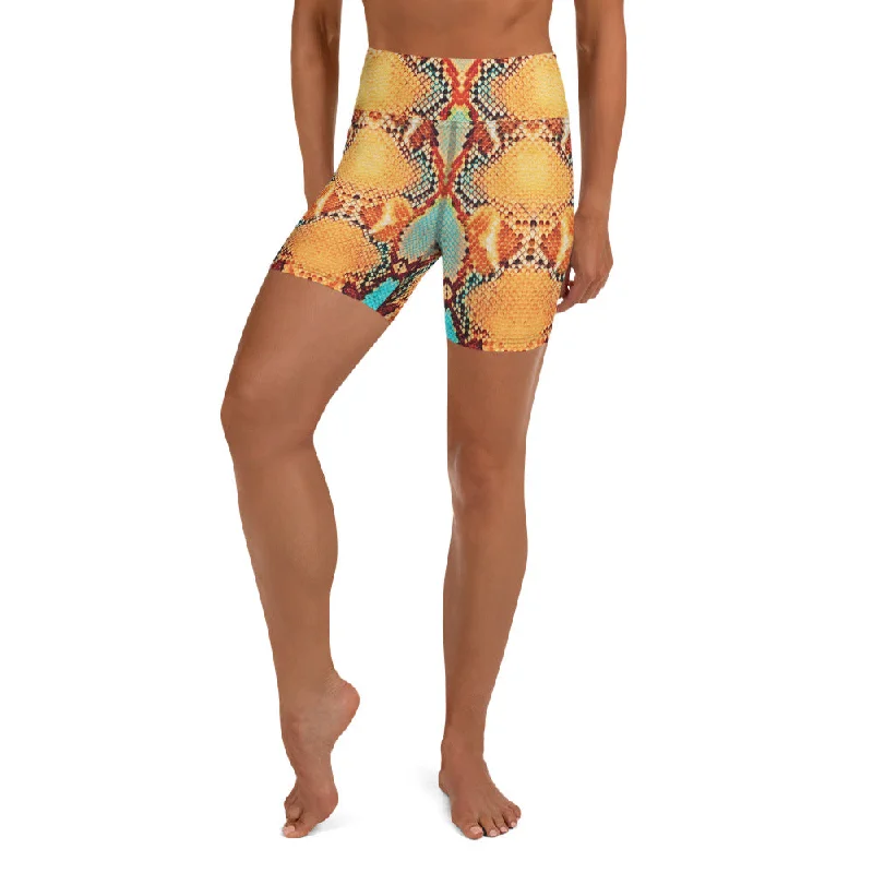 Colorful Snake Pattern Yoga Shorts