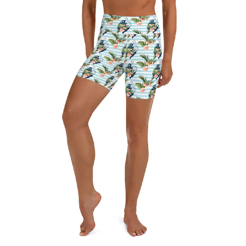 Floral Anchor Yoga Shorts