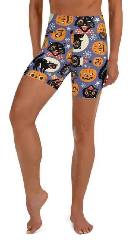 Halloween Print Yoga Shorts