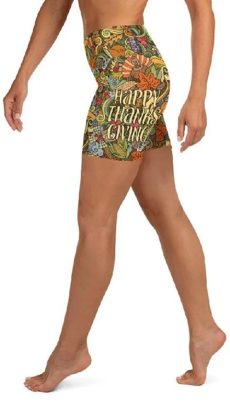 Happy Thanksgiving Yoga Shorts