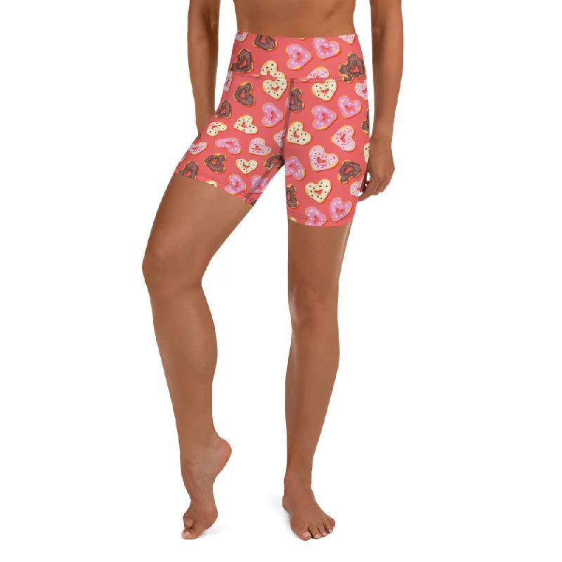 Heart Doughnuts Yoga Shorts