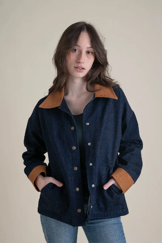 Homestead Jacket in Denim with Caramel