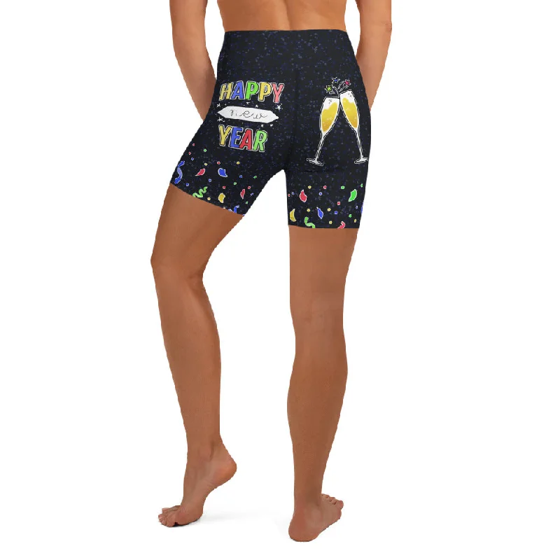 New Year Cheers Yoga Shorts