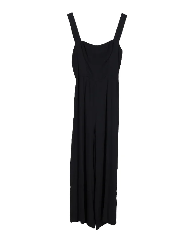 Reformation Square Neckline Jumpsuit in Black Viscose