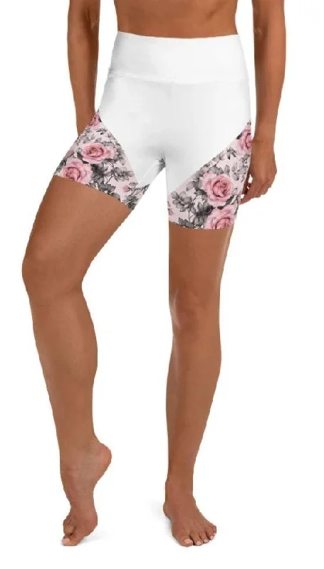 Rose Color Block Yoga Shorts