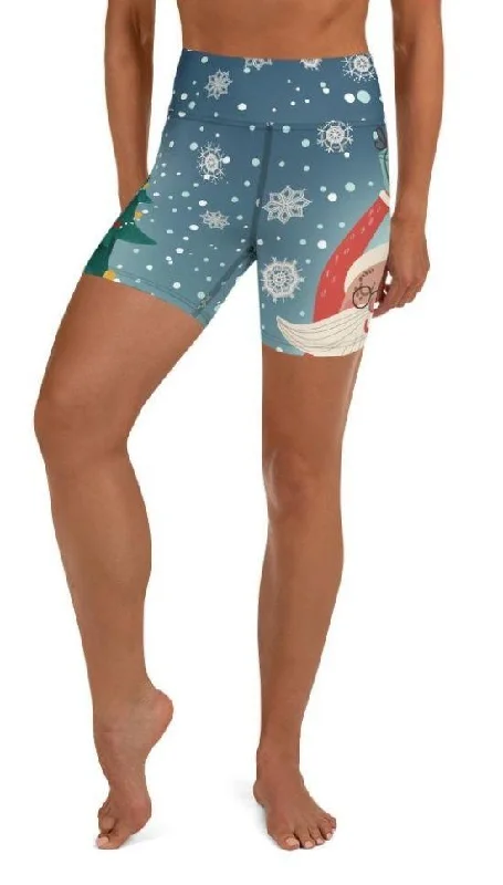 Santa Christmas Tree Yoga Shorts