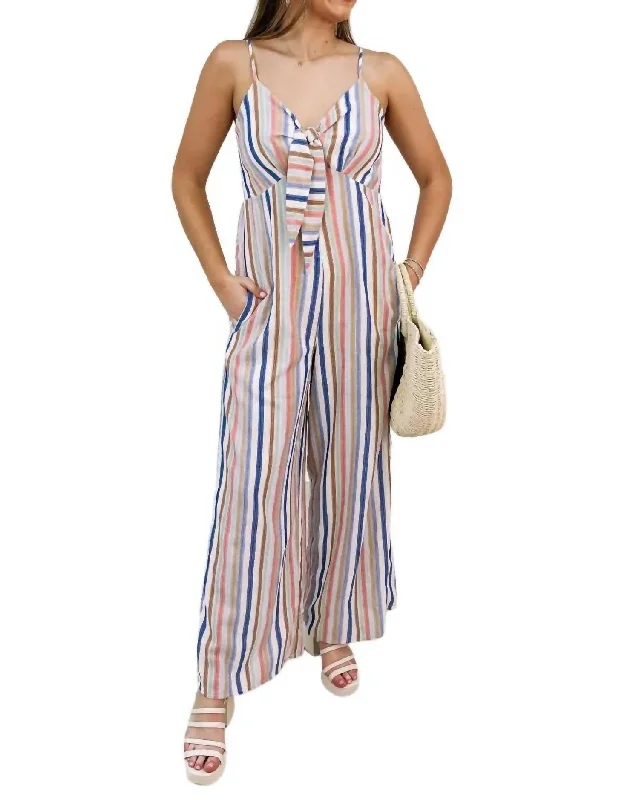 Stripe Spring Jumpsuit In Blue Multi