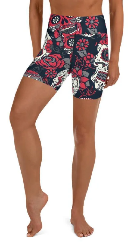 Sugar Skull Yoga Shorts