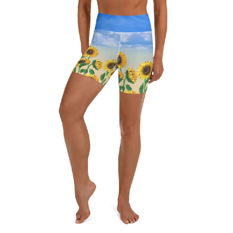 Sunflower Fields Yoga Shorts