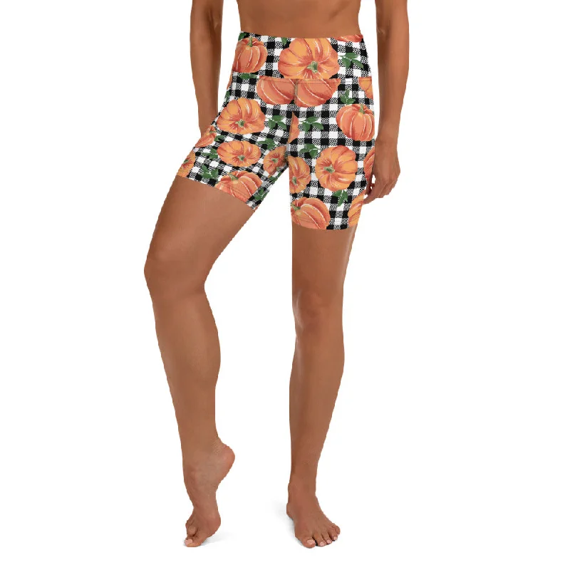 Thanksgiving Pumpkins Yoga Shorts