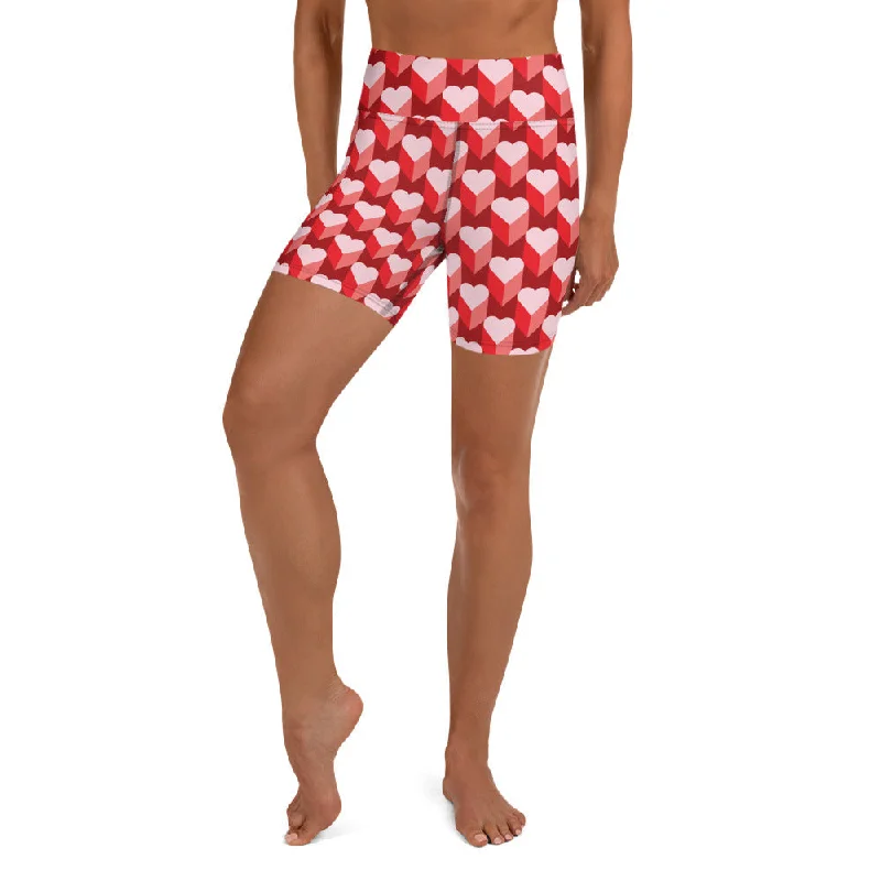 Valentine's Day Heart Yoga Shorts