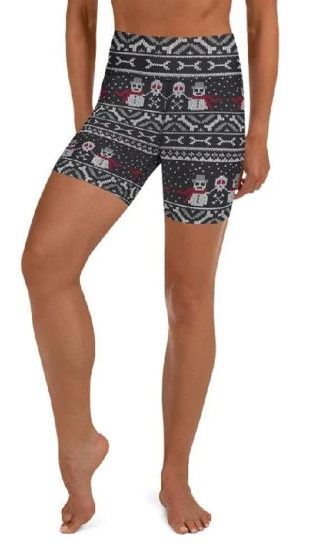 Vintage Goth Knitted Print Yoga Shorts