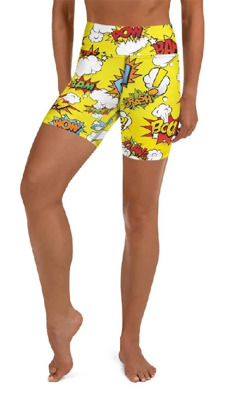 Yellow Pop Art Yoga Shorts