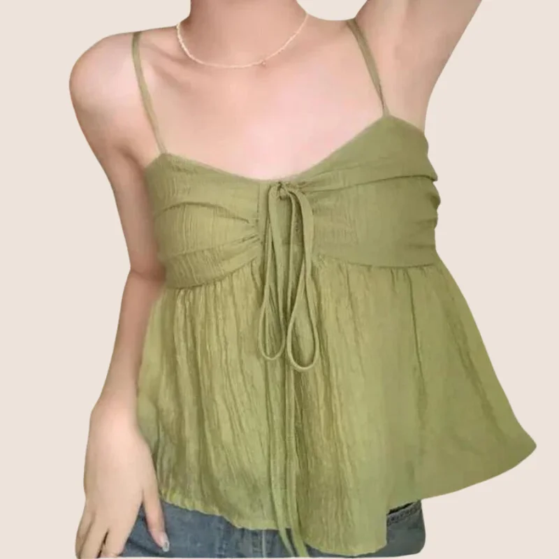 Lush Smocked  Sleeveless Short Top